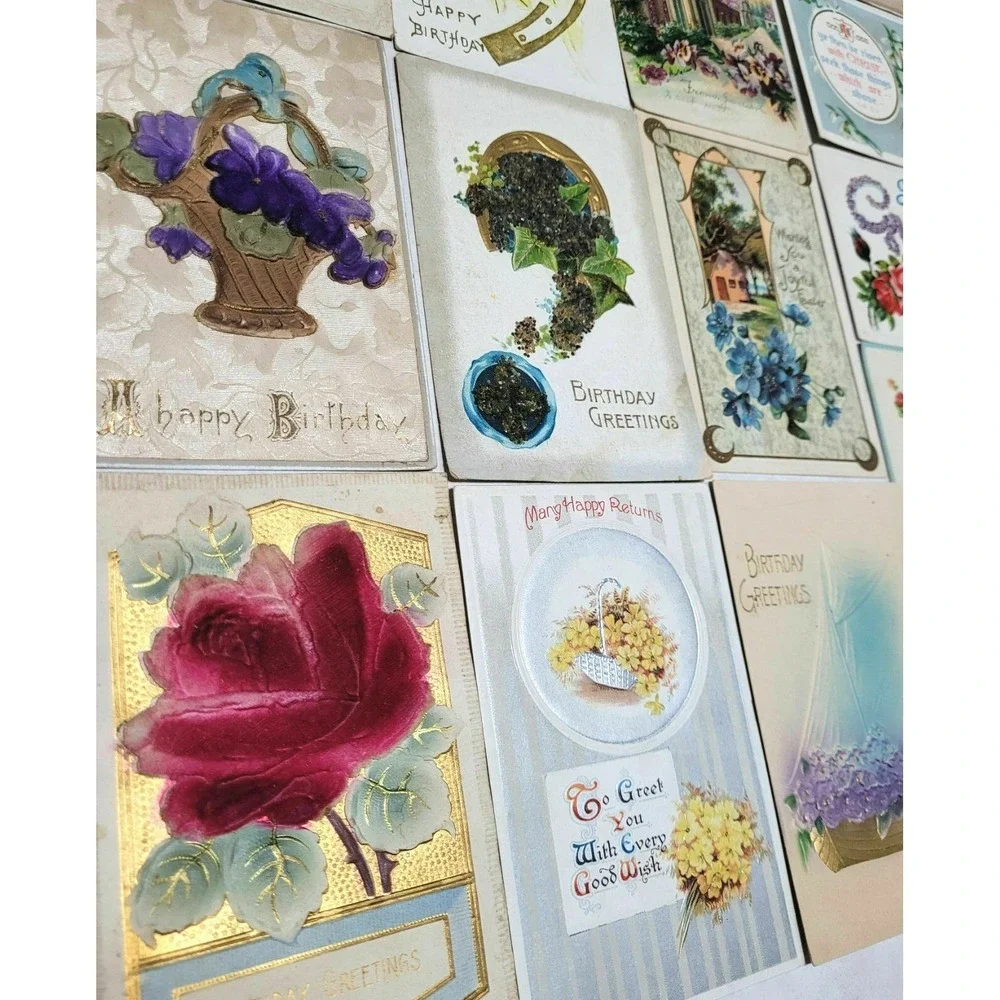 31 Vintage 3D Relief Embossed Postcards - Birthday,‎ Easter, Greetings - Used